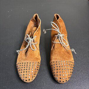 Women's BLACKSTONE Suede Boots with Stud Accents Camel sz 40